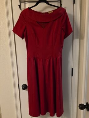 Lindy Bop Red Vintage-Inspired Midi Fit & Flare Dress